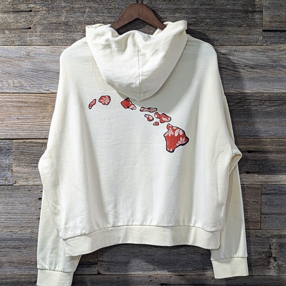 Ivory Hoodie with Red Island Graphic